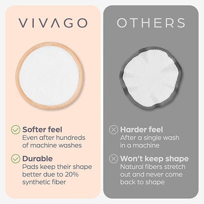 Reusable Cotton Rounds for Face - (20 Pack) Soft Reusable Makeup Remover Pads with Washable Drawstring Laundry Bag & Bamboo Holder - All Skin Type Skincare Set Facial Cleaning Cloth