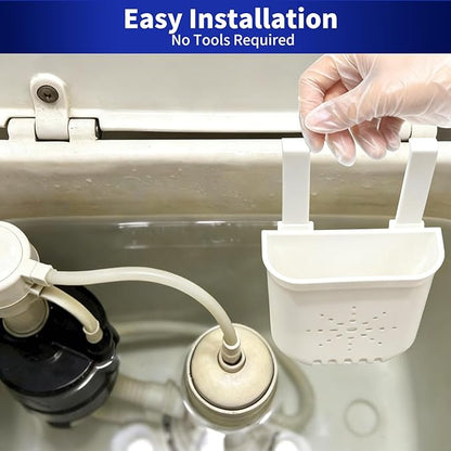 2 Pack Adjustable Toilet Tank Tablet Holder – Controlled Release Bleach Tablet Dispenser for Toilet Tank, Large Capacity ABS Toilet Tank Cleaner Tablets Container, Fits Most Water Tanks