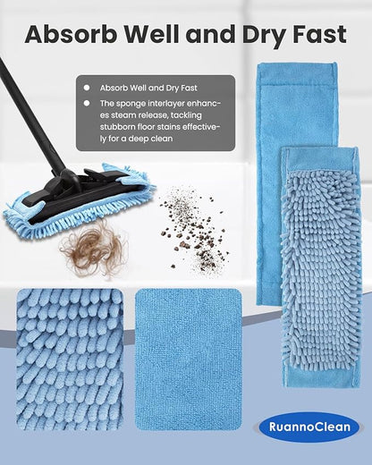 Steam Mop Pads Compatible with Wagner Spraytech Steam Cleaner for Home(905e, 915e, 925e), Reusable Chenille Steam Cleaner Pads Compatilbe with TVD/STEAMBOT and More Steamer Mop (4 Pack)