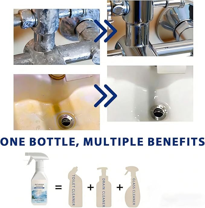 Scale Remover Bathroom Cleaner Foam Spray, Powerful Scale Remover, Bathroom and Shower Foamer Aerosol, Suitable for Tiles, Glass, Stainless, Steel, Acrylicand Natural Stone (1)