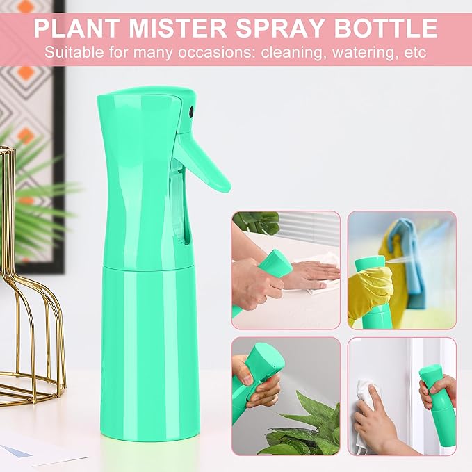 (Green Hair Mister Spray Bottle,Spray Water Bottle Fine Mist Refillable Plants（6.8OZ /200ML） Barber，Showering Pets, Plants, travel, Ironing and Cleaning ﻿ ﻿ ﻿(Continuous Spray)