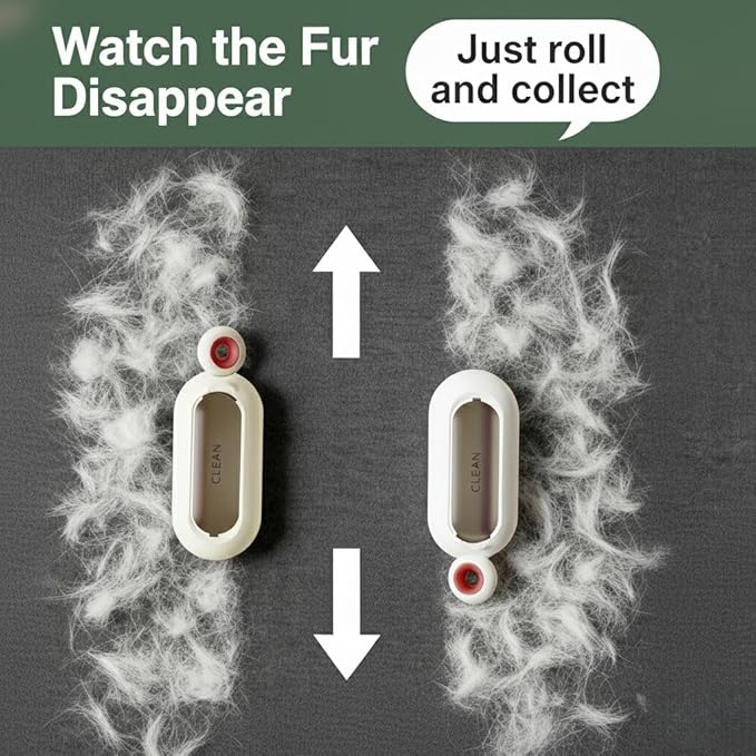 Reusable Lint Roller for Clothes, Portable Pet Hair Remover Brush for Cat & Dog Fur, Self-Cleaning Magic Lint Remover for Bedding, Sofa, Clothing and Car Seats (Beige)