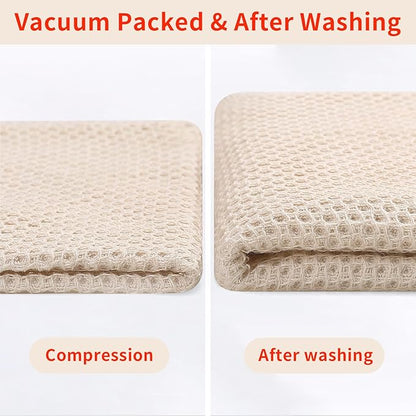 Homaxy 100% Cotton Waffle Weave Kitchen Dish Towels, Ultra Soft Absorbent Quick Drying Cleaning Towel, 13 x 28 Inches, 6-Pack, Beige