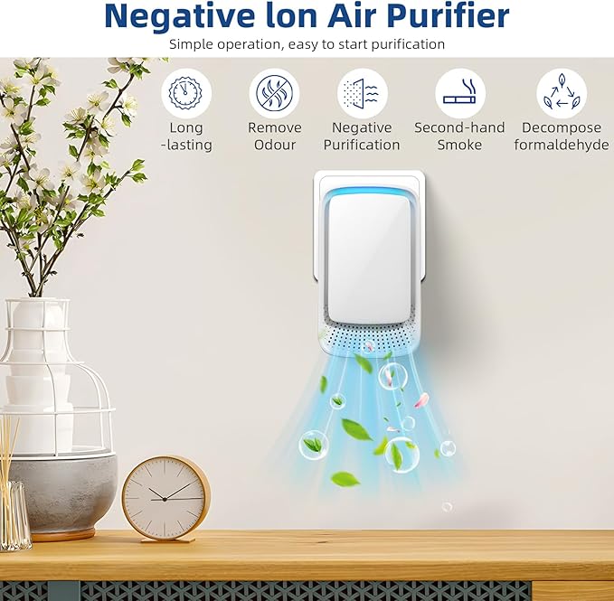 2026 Air Ionizers for Dust Mites,8Pack Plug In Air Purifier with for Home Negative Ion Generator,Quiet Mini Air Freshener for Bedroom,Office,Basement,Air Ionizer for Odor,Pets Smell,Dust,Smoke