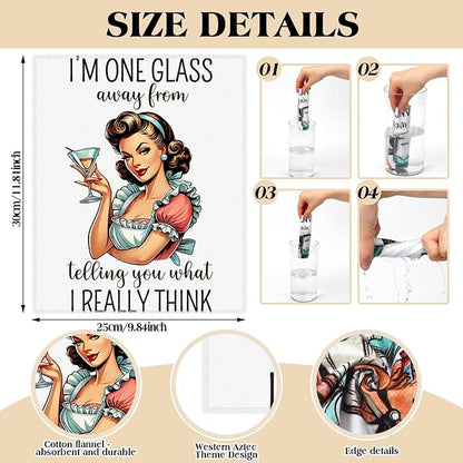36 Pack Funny Style Reusable Cleaning Cloths Washable Cotton Kitchen Towels for Home(Retro)