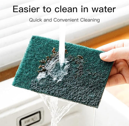 Heavy Duty Scour Pads Sponge Dish Scrubber Non-Scratch Green Reusable Household Scrub Pads for Kitchen and Dish Cleaning Tool (12Pcs)