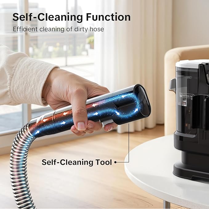 Lubluelu Upholstery Cleaner Machine 600W Motor - 20Kpa Suction, Portable Handheld Carpet Cleaner with Self-Cleaning and Long Hose for Pet Stains, Couch, Car Seats and Area Rugs