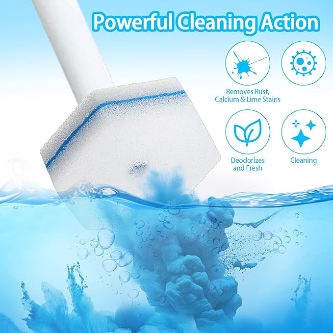 50 Pcs Toilet Wand Refills, Toilet Bowl Cleaners Replacement Heads, Disposable Sponge Scrubber for Household Cleaning Bathroom Cleaners Compatible Heads, Washroom Mats Brush Cleaning System