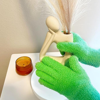 Evridwear Microfiber Gloves for Plant Dusting,2 Pairs Reusable Leaf Cleaning Glove for Houseplants,Blinds,Furniture and Small Objects