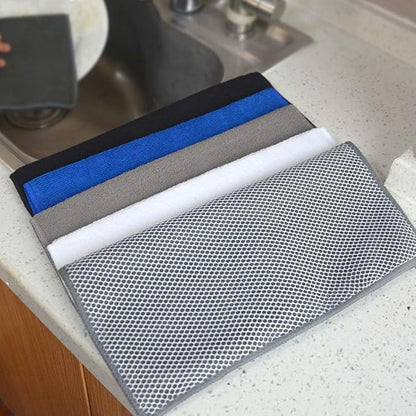 SINLAND Microfiber Dish Cloth for Washing Dishes Best Kitchen Washcloth Dish Rags Cleaning Cloths Poly Scour Side Color Assorted 12inchx12inch (Bluex4+whitex4+greyx4+brownx4+blackx4)