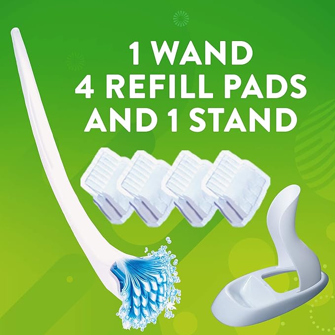 Scrubbing Bubbles Fresh Brush Toilet Bowl Brush and Holder with Toilet Cleaner Refill Pads & Gel Stamps, Cleans Limescale & Fights Odors, Citrus Scent, Includes Starter Kit + 20 Refills + 6 Gel Stamps