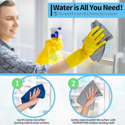 HOMERHYME Microfiber Cleaning Cloth - 6 Pack Glasses Cleaning Cloth, 16" x 14" Window Cleaning Rags, Streak Free Lint Free Polishing Cloths Wipes for Eye Glass, Stainless Steel, Windshield, Grey