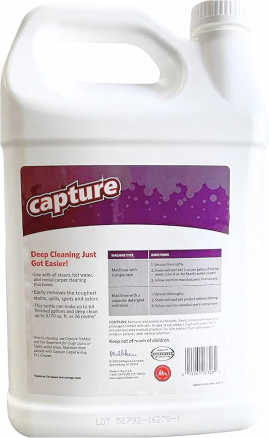 Capture Professional Steam Clean Detergent for All Machines - Home, Car, Dogs & Cats Pet Carpet Cleaner Solution - Strength Odor Eliminator, Stains Spot Remover (1 Gallon)