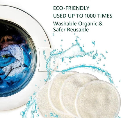 Chloven 30 Pack Reusable Makeup Remover Pads - Bamboo Cotton Rounds for Toner, Washable, Eco-Friendly for All Skin Types with Cotton Bag for Storage