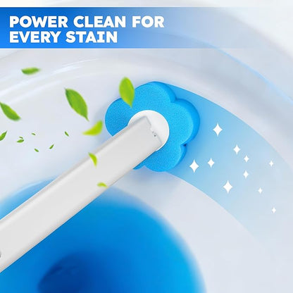 Disposable Toilet Brush 2 Pack- Toilet Bowl Cleaner, Toilet Bowl Brush, Each Toilet Wand with 10PCS Brush Refills for Bathroom Deep Cleaning (2 Pack, White)
