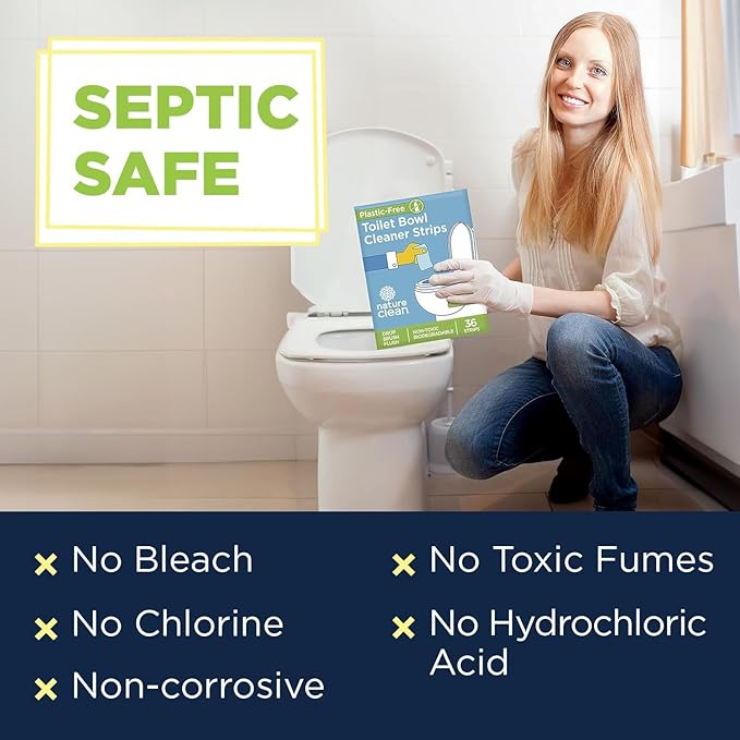 Nature Clean Non-Toxic Toilet Bowl Cleaners Strips 45 count, Pack of 12, Plastic-Free & Natural Toilet Cleaner No Harsh Chemicals Septic Safe, Zero Waste Refresh Toilets & Bathroom with Fresh Scent