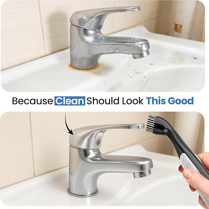 BEEST GroutCare 14000 Rechargeable Electric Spin Scrubber - Bathroom Cleaning Brush w/ 4 Replaceable Heads, Dual Speed, IPX6 Waterproof - Cordless Shower Scrubber for Bathtub, Grout, Tile, Kitchen