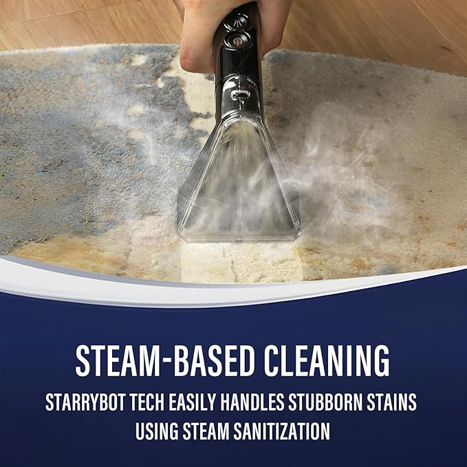 Starrybot Portable Carpet Cleaner Machine with Steam and Heating Techology,18Kpa Powerful Suction with Versatile Tools for Pets, Couch,Spot Cleaner for Stairs/Furniture/Rug(Gray)