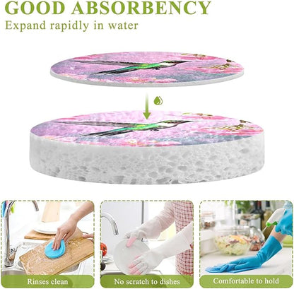 Hummingbird Kitchen Scrub Sponges, Pop-up Kitchen Cleaning Sponges Reusable Dish Washing Sponges for Bathroom Household Cleaning 3 Pack - Non Scratch Scrubber