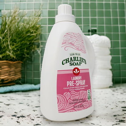 Charlie’s Soap Laundry Pre-Spray Stain Remover Refill (75.0 fl oz), Natural Laundry Pretreat and Stain Remover (One 75oz Refill)