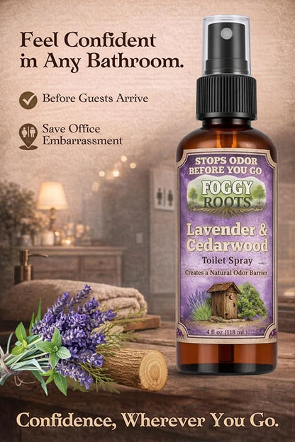 Lavender & Cedarwood Pre-Poop Toilet Spray – Stops Odor Before It Starts, Bathroom Odor Eliminator for Toilet, 4 oz (200+ Uses) Travel, Home & Work