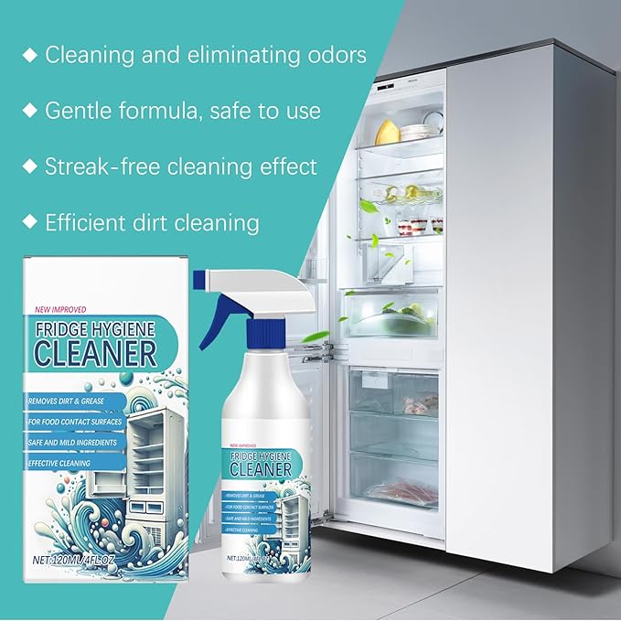 Refrigerator Cleane Spray,Deep Removes freezer Stains Grime,Desalting Odors Household Cleaning Spray,Fridge Hygiene Cleaner 4 oz