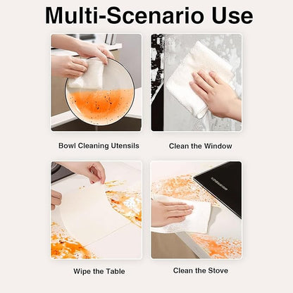 Bamboo Fiber Dish Cloths for Kitchen, Reusable Dish Towels,Double Layered, Super Absorbent, for Cleaning, Washing, and Drying Multipurpose Cleaning Rags for Home Pack of 5