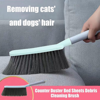 1PCS Hand Broom Cleaning Brush Soft Bristle Hand Brush with Long Handle Multi-Functional Dusting Brush for Bed, Car, Sofa, Furniture, Clothes, and Carpet (Pink,15.7 Inch)