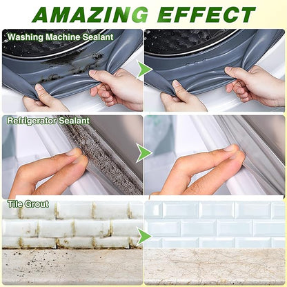 Home Remover Gel, 2 Pack Washing Machine Cleaner Stain Remover Gel for Front Loader Washing Machine Seal with Brush and Towel for Bathroom, Refrigerator Sealant, Wall, Tile Grout