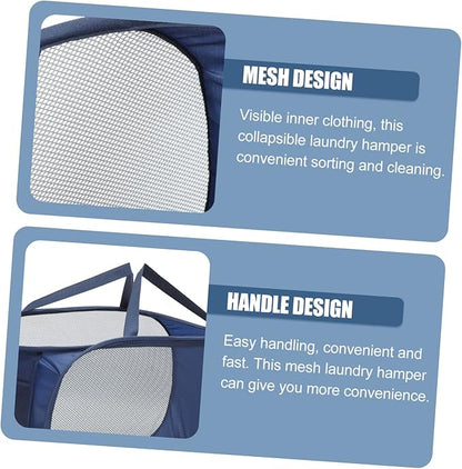 UKCOCO Large Foldable Mesh Laundry Basket with Handles Spacious Wire Hamper for Bedroom Storage Collapsible Clothes Organizer for Home