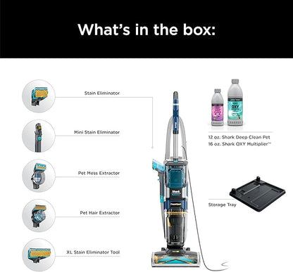 Shark CarpetXpert HairPro | Upright Carpet, Area Rug & Upholstery Cleaner | StainStriker Handheld Tough Stain Remover & Onboard Self Clean | Pet Hair Pickup & Odor Removal | 5 Tools | Navy | EX304
