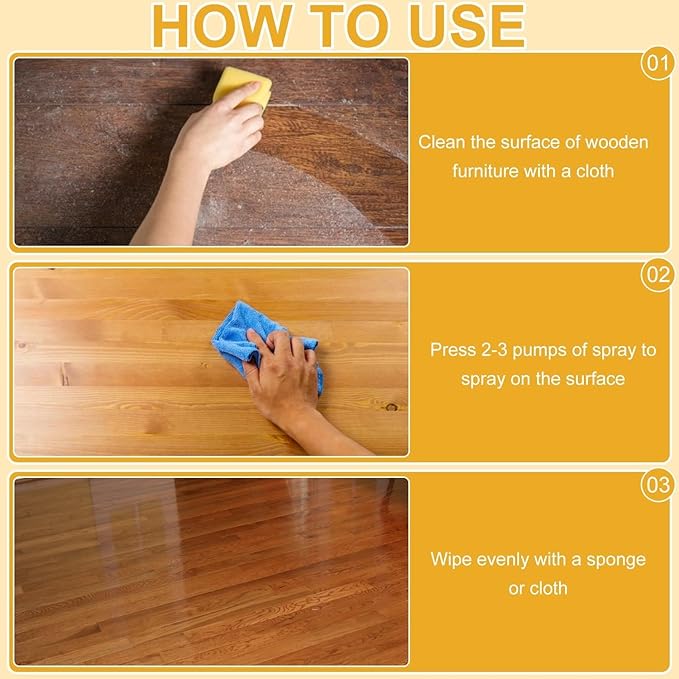 2PCS Natural Beeswax Care Spray & Restorer, Natural Beeswax Spray For Wood, For Living Room, Kitchen, Furnishings and Wooden Floors