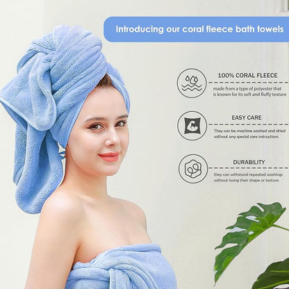 GraceAier Microfiber Bath Towels 4 Pack, 28x56 Inch Coral Velvet Quick Dry Towel Set, Highly Absorbent, Ultra Soft & Lint-Free for Bathroom, Gym, Travel and Swim