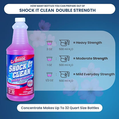 Professor Amos Shock It Clean MultiPurpose Cleaner Double Strength Concentrate All Purpose Carpet, Jewelry, Upholstery, Leather, Stain Remover & Floor Cleaner (Spring Breeze 32 Oz)