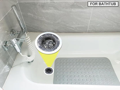 Seatery 2PCS Tub Drain Hair Catcher - 2.75 inch Shower Drain Mesh Strainer, Stainless Steel Shower Bathtub Drain Cover, Bathroom Sink Strainer Filter Basket for Bathroom Sink, Wash Basin Floor Drain