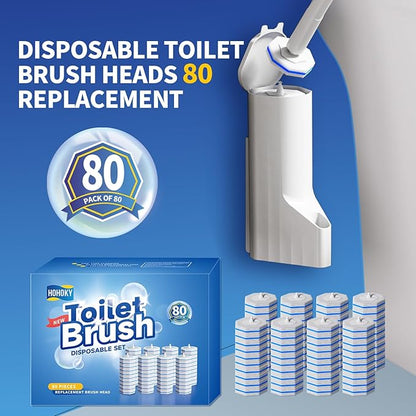 80Pcs Toilet Wand Refills for Disposable Toilet Bowl Brush Scrubber Cleaner Refill Pads,Toilet Brush Replacement Compatible Heads with Most Toilet Brushes Scrubber