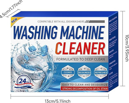 Washing Machine Cleaner Tablets, 24 Pack, 12 Month Supply, Pet-Safe Formula, HE Compatible for Top & Front Load Washers, Septic Safe