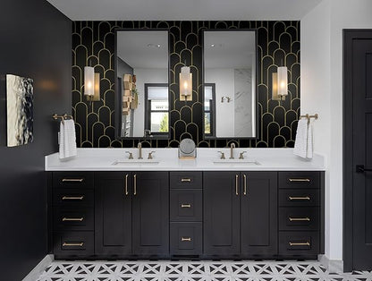 Yasinet Peel and Stick Wallpaper Black and Gold Wallpaper Black Geometric Contact Paper for Bedroom Modern Removable Self Adhesive Wall Paper Waterproof Decorative for Wall Vinyl 17.3"X118.7"