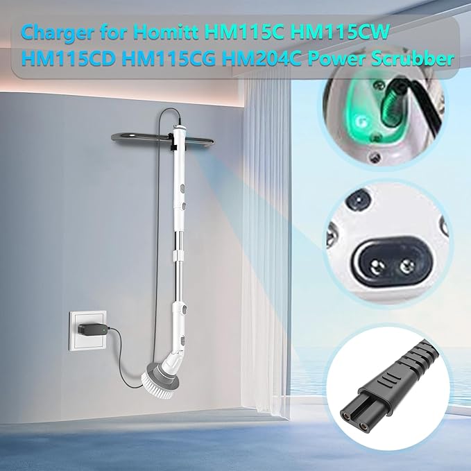 9V Charger for Electric Spin Scrubber Compatible with Homitt，LABIGO， kHelfer Electric Spin Scrubber Adapter Power Cord