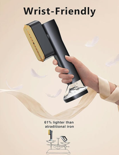 Steamer for Clothes,Portable Handheld Garment Steamer, 200ml Capacity,1000W 15s Fast Heat-UP, Leak-Proof Fabric Wrinkle Remover Ceramic Panel, 2-in-1 Dry & Wet Iron for Home and Travel -Black&Golden