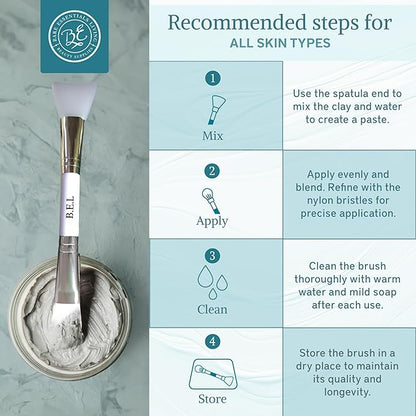 Bare Essentials Living - Clay Face Mask Brush (1 Pack, White) Dual Soft Silicone Face Mask Applicator Brush Tool, Great Facial Essentials, Moisturizer Applicator & Skincare Brush for Facials