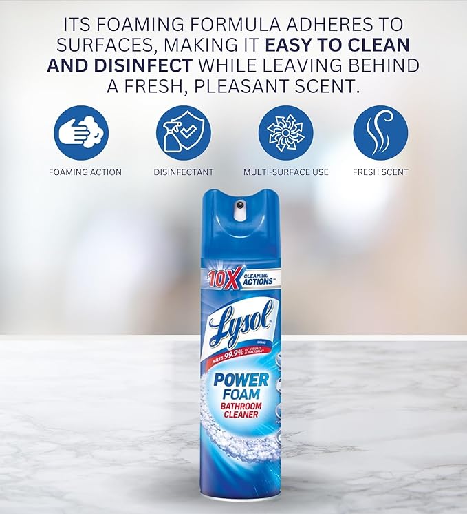 GROVE Power Foam Bathroom Cleaner Spray 24 oz Bundle with Microfiber Cloth - Powerful Foaming Bathroom Cleaner for Soap Scum and Limescale Removal - Leaves Surfaces Sparkling Clean - (4 Items)