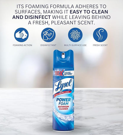 GROVE Power Foam Bathroom Cleaner Spray 24 oz Bundle with Microfiber Cloth - Powerful Foaming Bathroom Cleaner for Soap Scum and Limescale Removal - Leaves Surfaces Sparkling Clean - (4 Items)