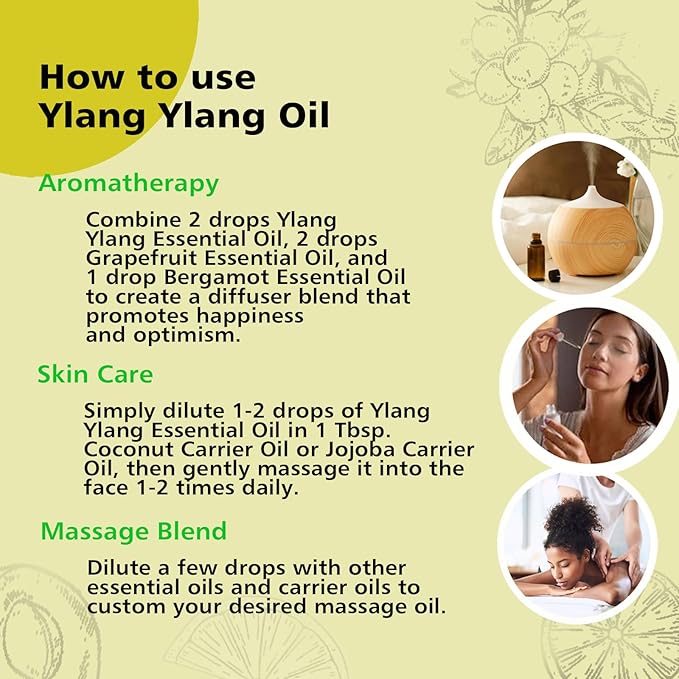 GM Gumili Ylang Ylang Essential Oil 1 Oz – 100% Pure & Natural Ylang Ylang Oil for Skin, Aromatherapy, Massage & Relaxation – 30ml