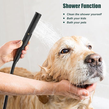 Heyalan Brass 2 in1 Hand Shower and Sprinkler - High Pressure Handheld Shower Wand with Hose and ABS Holder, Matte Black
