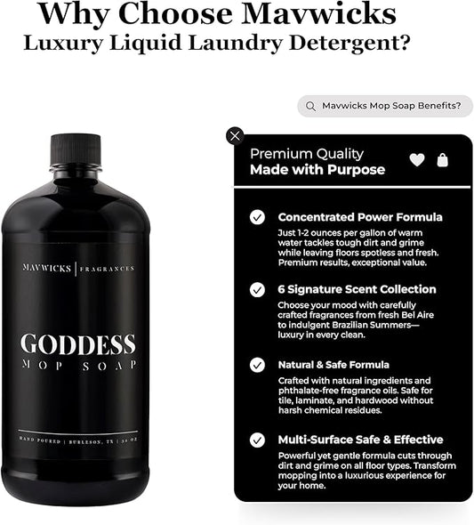 Fragrances - Luxury Mop Soap (Goddess) 32 Oz – Goddess Scented Floor Cleaner for Mopping – Pet Safe, Best Smelling Mop Detergent for All Surfaces
