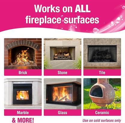 Quick'n Brite Fireplace Brick and Stone Cleaner 32oz with Scrub Brush - Natural Stone, Tile, and Marble Cleaner - Indoor Fireplace and Wood Stove Cleaning Kit - Pellet Stove Creosote Remover