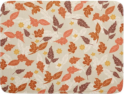 Fall Burnt Orange Leaf Dish Drying Mat 18 x 24 Inch With Absorbent Reversible Microfiber Autumn Thanksgiving Drying Mats Dish Drainer Mat Fast Dry For Kitchen Dining Room Decoration