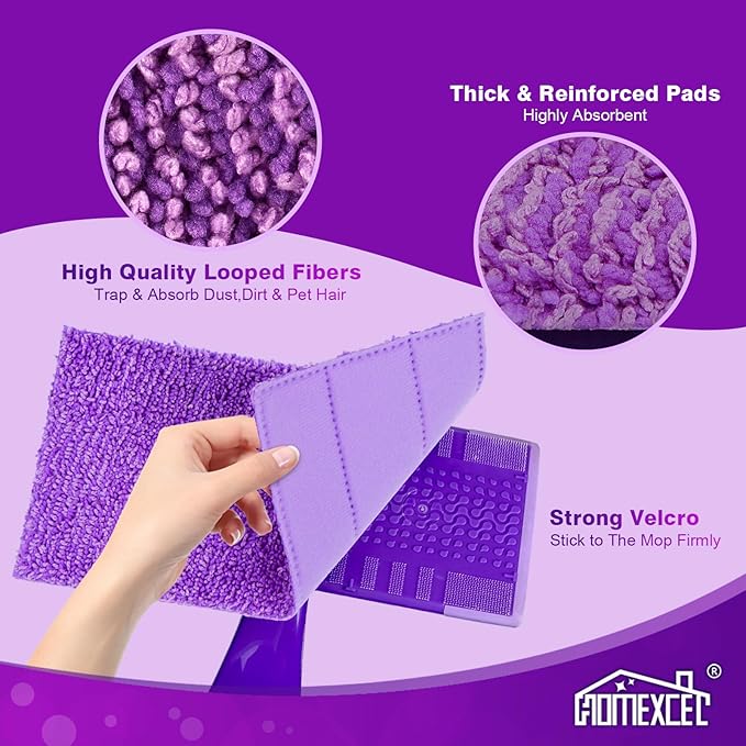 HOMEXCEL Microfiber Pads Compatible with Swiffer Wet Jet-15"x5.5", Reusable Pad Refills, Machine Washable Replacements for Multi Surface Wet & Dry Floor Cleaning, 8 Pack