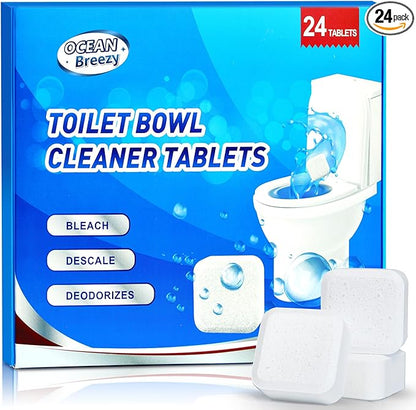 Toilet Bowl Cleaner Bleach Tablets – Deep Cleaning & Deodorize, Effectively Removes Hard Stains (24-Pack Year Supply), Septic-Safe, Bathroom Cleaning Supplies